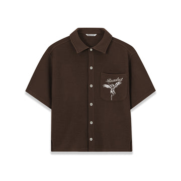 Waffle-Knit Textured Box-Fit shirt - Brown